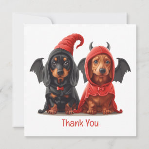 Cartão De Agradecimento Obrigado Halloween Dachshund Dogs Devil Bat