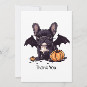 Cartão De Agradecimento Obrigado Halloween Francês Bat Pumpkins