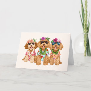 Cartão De Agradecimento Obrigado Hawaiian Goldendoodle Cães Flor Lei