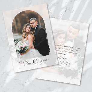 Cartão De Agradecimento Obrigado Heart Script Photo Arch Wedding