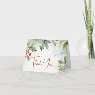 Cartão De Agradecimento Obrigado!   Holly de inverno e Berries