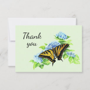 Cartão De Agradecimento Obrigado Hydrangea Butterfly Garden Nature Art