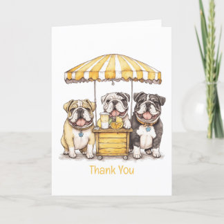 Cartão De Agradecimento Obrigado Inglês Bulldog Running Lemonade Stand