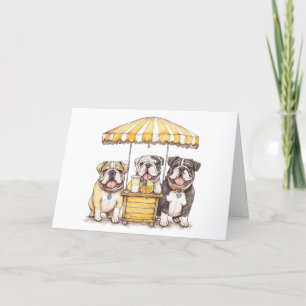 Cartão De Agradecimento Obrigado Inglês Bulldog Running Lemonade Stand