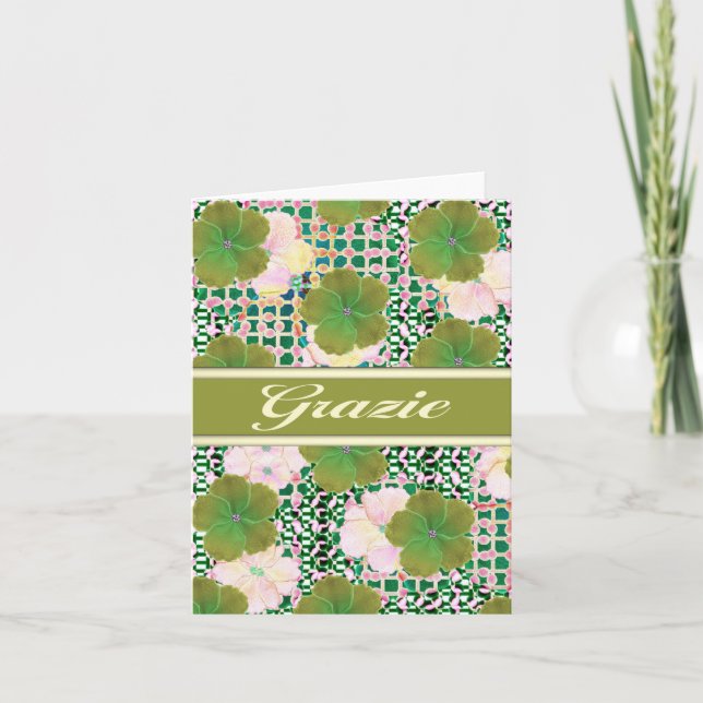 Cartão De Agradecimento Obrigado italiano de Grazia você com vazio para (Frente)