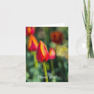 Cartão De Agradecimento Obrigado! Jardim de Tulipas Texturizado