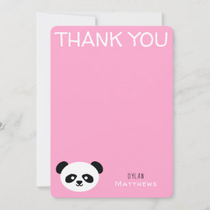 Cartão De Agradecimento Obrigado Kawaii Urso Panda Rosa Personalizado