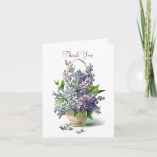 Cartão De Agradecimento Obrigado Lilac Blossoms Basket