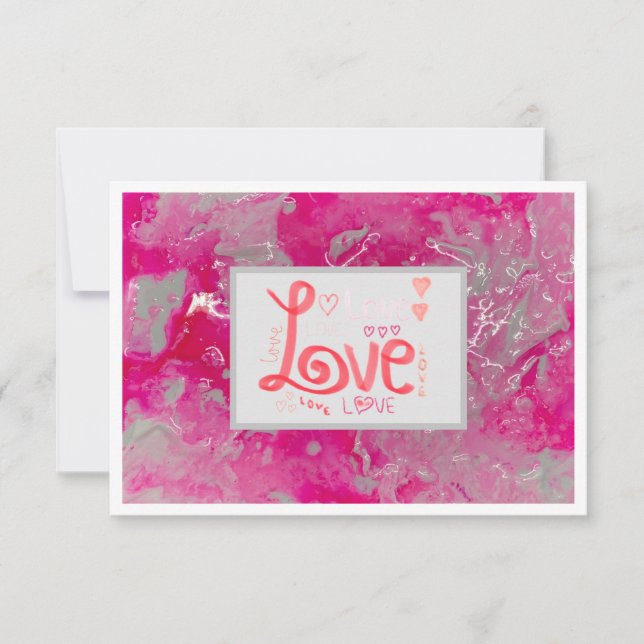 Cartão De Agradecimento Obrigado Love Notecard 3,5" x 5" - Rosa (Frente)