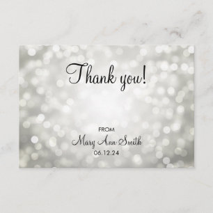 Cartão De Agradecimento Obrigado luzes do brilho da prata do chá de