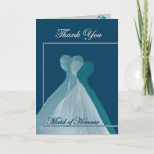 Cartão De Agradecimento OBRIGADO Madrinha de casamento - TEAL BLUE Gown