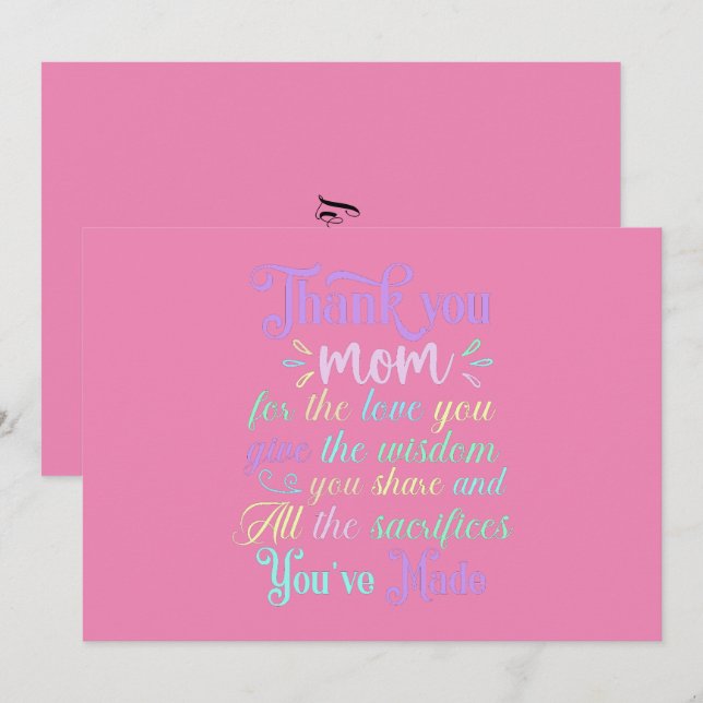 Cartão De Agradecimento Obrigado Mãe... (Frente/Verso)