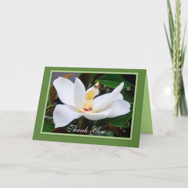 Cartão De Agradecimento Obrigado Magnolia e Honeyabies Green Frame (Frente)