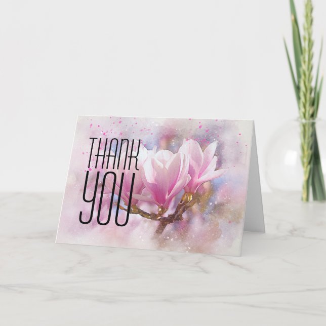 Cartão De Agradecimento Obrigado Magnolia Professional Modern Chic (Frente)