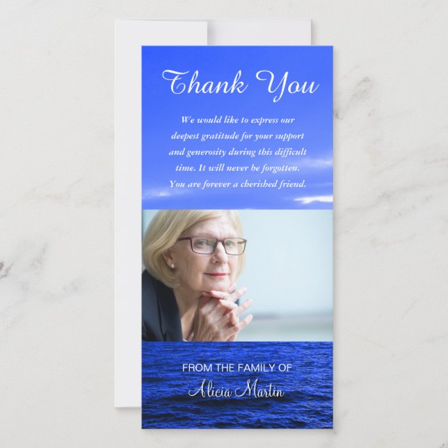 Cartão De Agradecimento Obrigado memorável da simpatia da foto você céu do (Frente)