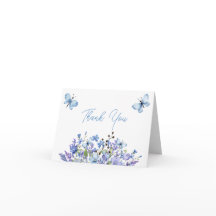 Obrigado Mensagem flores e borboletas azuis