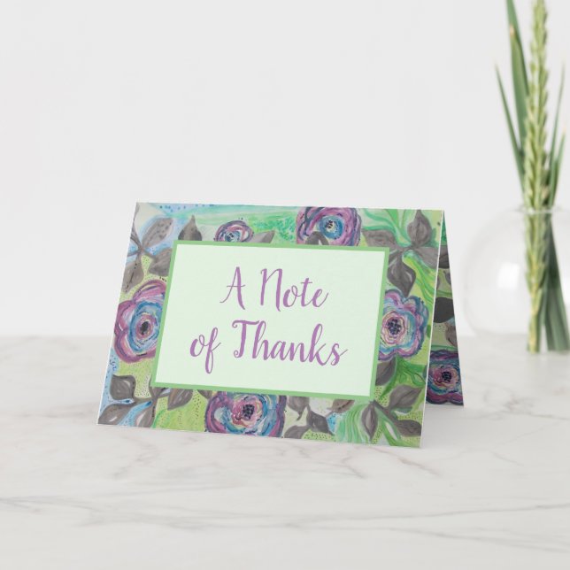 Cartão De Agradecimento Obrigado Mensagem Personalizada Floral do País (Frente)