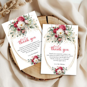 Cartão De Agradecimento Obrigado Minimalista Floral Branco Burgundy Baby S