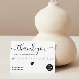 Cartão De Agradecimento Obrigado mínimo moderado de pedidos preto e branco