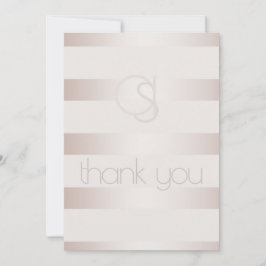 Cartão De Agradecimento Obrigado - Moderno Blush Luminoso Stripes Monogram