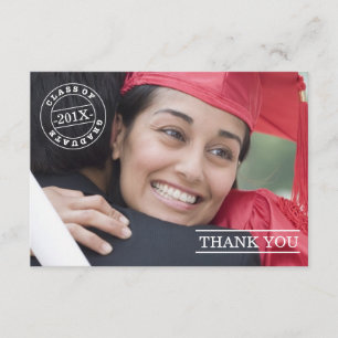 Cartão De Agradecimento Obrigado moderno da graduação da foto do selo vo