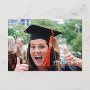 Cartão De Agradecimento Obrigado moderno da graduação da foto do selo vo