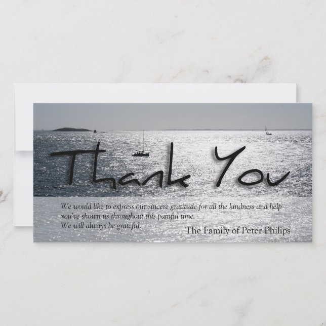 Cartão De Agradecimento Obrigado moderno da simpatia do Seascape 4 você (Frente)