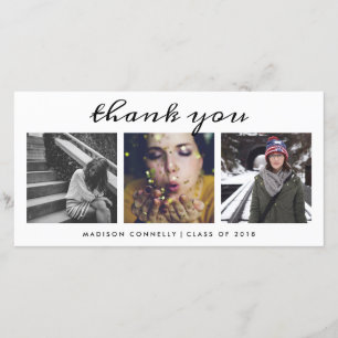 Cartão De Agradecimento Obrigado moderno das fotos   do formando três você