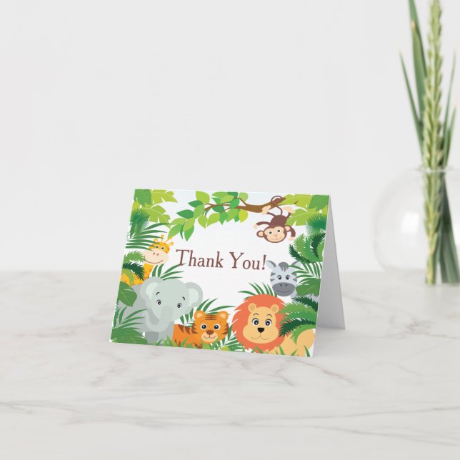Cartão De Agradecimento Obrigado moderno do chá de fraldas do safari de (Frente)