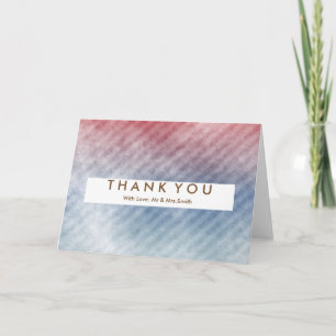Cartão De Agradecimento Obrigado Moderno Faixa Azul e Rosa Diagonal