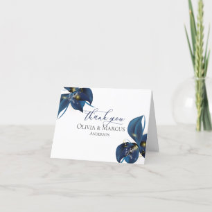 Cartão De Agradecimento Obrigado! Moderno índio Profundo Azul e Dourado