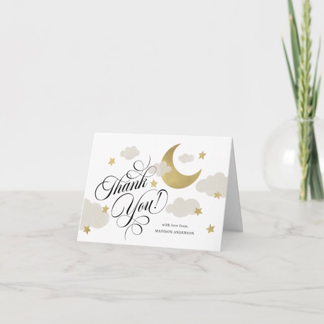 Cartão De Agradecimento Obrigado Moon Stars Chá de fraldas Cloud (Frente)