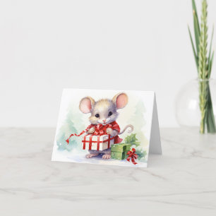 Cartão De Agradecimento Obrigado Mouse De Natal Em Branco