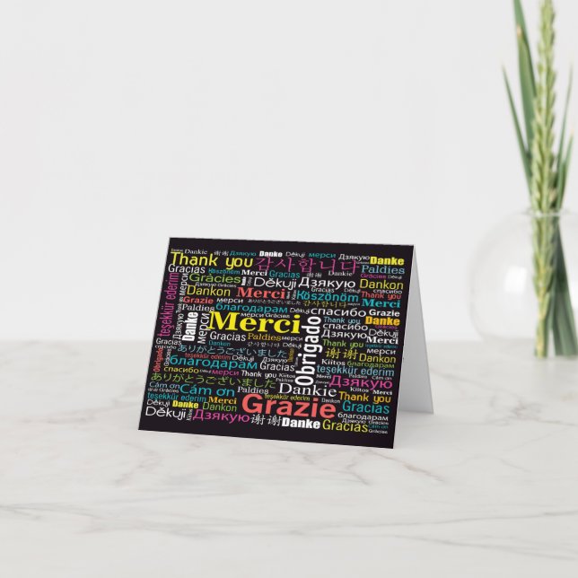 Cartão De Agradecimento Obrigado Multicultural ou Nota em Branco (Frente)