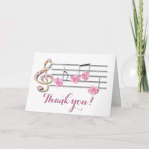 Cartão De Agradecimento Obrigado música design floral
