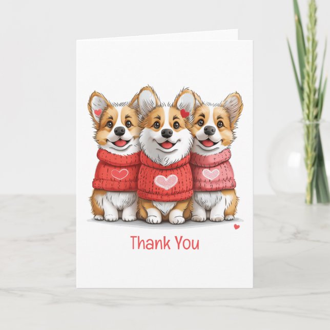 Cartão De Agradecimento Obrigado Namorados Pembroke Welsh Corgi Dogs (Frente)