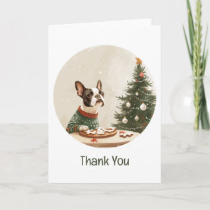 Cartão De Agradecimento Obrigado Natal Boston Terrier Cachorro