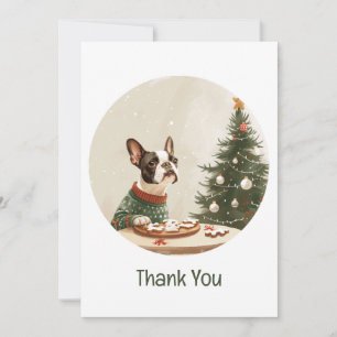 Cartão De Agradecimento Obrigado Natal Cachorro Boston Terrier