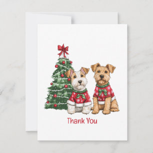 Cartão De Agradecimento Obrigado Natal Cães Welsh Wire Fox Terrier