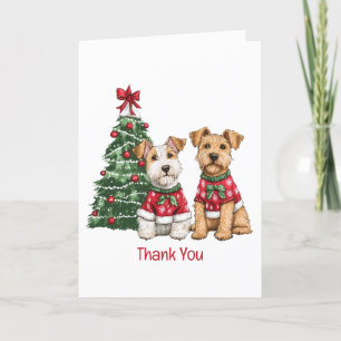 Cartão De Agradecimento Obrigado Natal Welsh Wire Fox Terrier Dogs