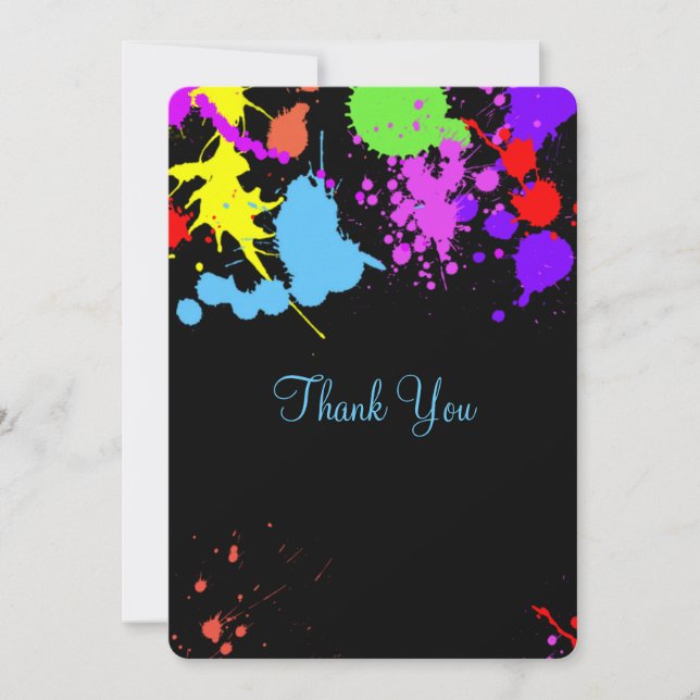 Cartão De Agradecimento Obrigado Neon Bonito, Brilho no Escuro, (Frente)