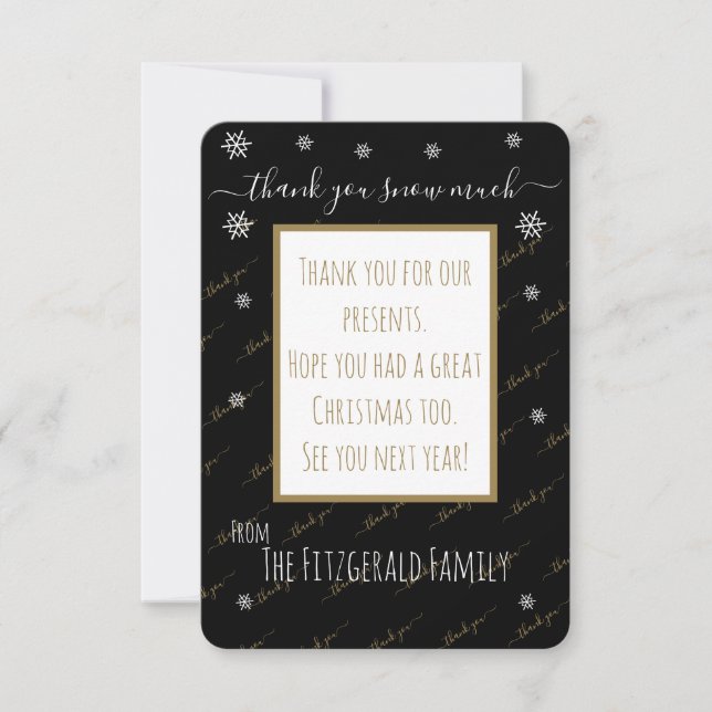 Cartão De Agradecimento Obrigado Neve Muita Personalização De Natal Person (Frente)