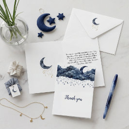 Cartão De Agradecimento Obrigado no Chá de Bebê Nuvens Aquarela Celestial