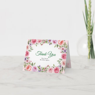 Cartão De Agradecimento Obrigado noivado de Verão Rosa Floral Rosa
