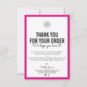 Cartão De Agradecimento OBRIGADO NOS NEGÓCIOS moderno pedido inserir rosa