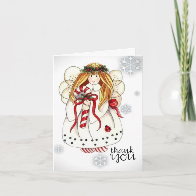 Cartão De Agradecimento Obrigado Nota ao Anjo de Natal (Frente)