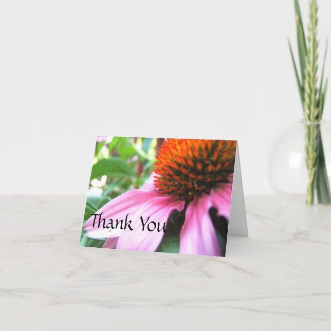 Cartão De Agradecimento Obrigado Nota, Floral Purple Coneflower (Frente)