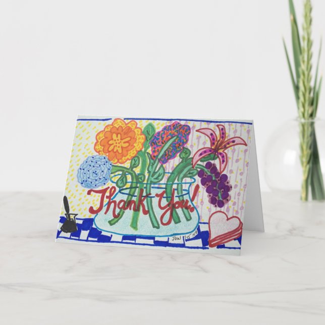 Cartão De Agradecimento OBRIGADO NOTAR FLORES, estilo impressionista (Frente)