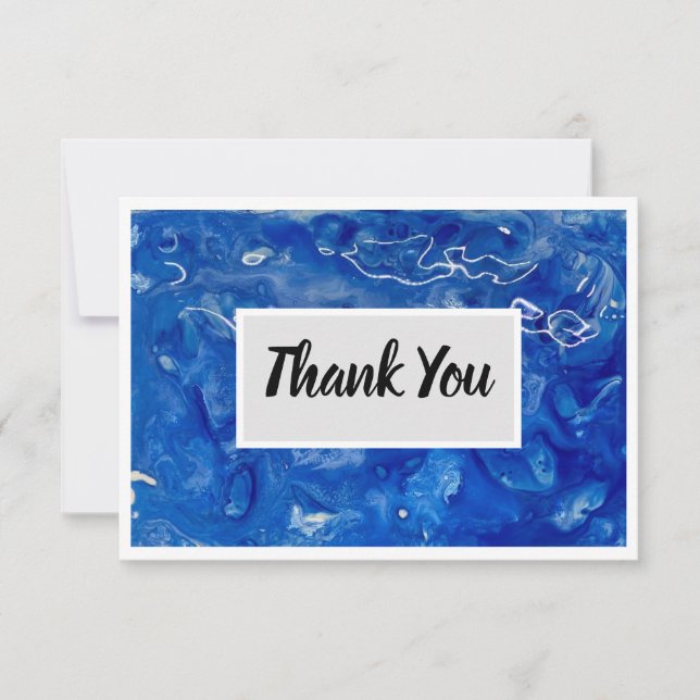 Cartão De Agradecimento Obrigado Notecard Flat De 3,5" x 5" - Azul (Frente)