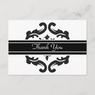 Cartão De Agradecimento Obrigado Notelets em Na moda Black & White Damask